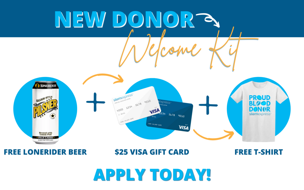 New Donor Welcome Kit: 1 free Lonerider beer, a $25 Visa gift card, and a free Donor t-shirt. Apply today!